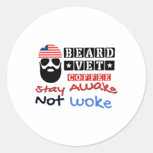 Baard Vet Koffie Happy 4th of July Onafhankelijkhe Ronde Sticker