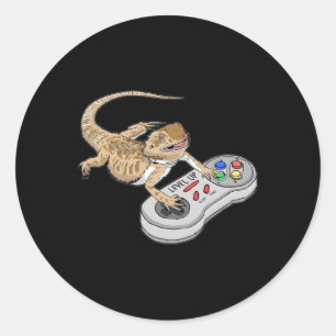 Baardagaam die videogame speelt Reptielen Pagona Ronde Sticker
