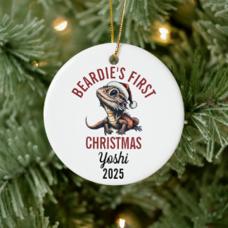 Baardagaam Eerste Kerstmis 2025 Keramisch Ornament