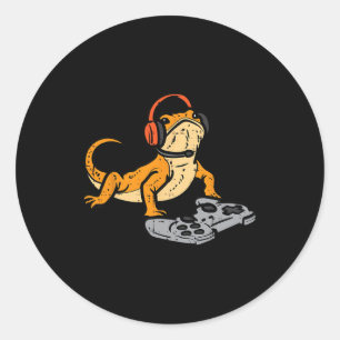 Baardagaam Videogames Funny Gamer Dier Mannen Ronde Sticker