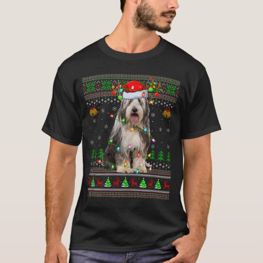 Baardcollie Hond Lelijke Kersttrui Vakantie  T-shirt (Voorkant)