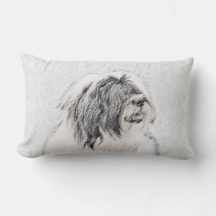 Baardcollie tekening - Mooie originele honden kuns Kussen