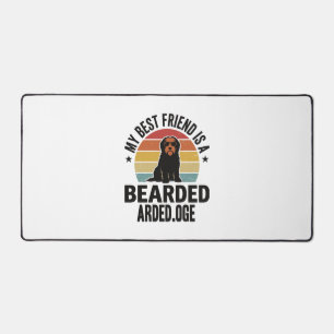 Baardcollie Vintage Sunset Hondenliefhebber Design Bureaumat