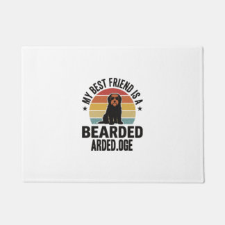 Baardcollie Vintage Sunset Hondenliefhebber Design Deurmat
