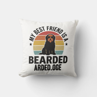 Baardcollie Vintage Sunset Hondenliefhebber Design Kussen