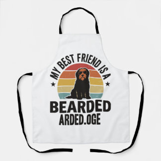 Baardcollie Vintage Sunset Hondenliefhebber Design Schort