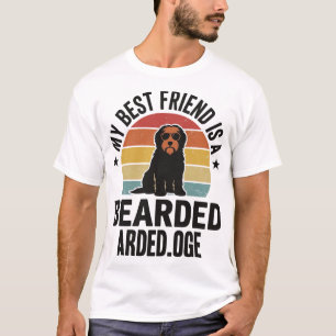 Baardcollie Vintage Sunset Hondenliefhebber Design T-shirt