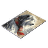 Baarde collie met gestreepte wintersjaal notitieboek (Linkerzijde)