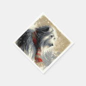 Baarde collie met gestreepte wintersjaal servet (Hoek)