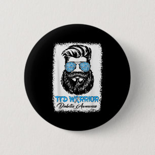 Baarded Man T1d Warrior Type 1 Diabetes Awareness Ronde Button 5,7 Cm