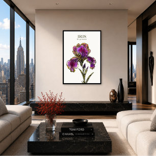 Baardiris botanische kunstprint poster
