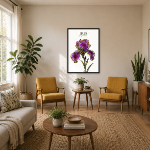 Baardiris botanische kunstprint poster