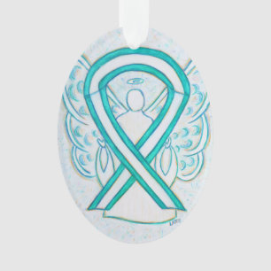 Baarmoederlijke kankerwaarschuwing Ribbon Angel Or Ornament