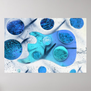 baars guitaarblauw groen invert planeten schildere poster