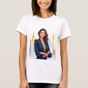 Baas Dame CEO Vrouw Stad Silhouet T-Shirt Empowerm