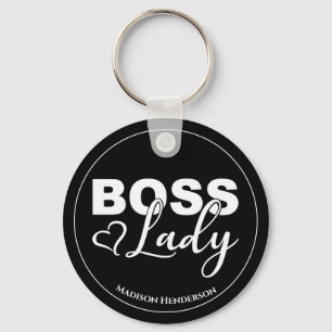 Baas Dame Met Hart Gepersonaliseerde Sleutelhanger