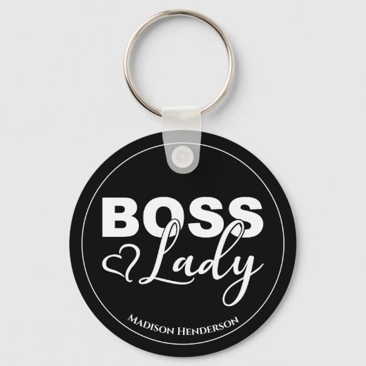 Baas Dame Met Hart Gepersonaliseerde Sleutelhanger (Voorkant)