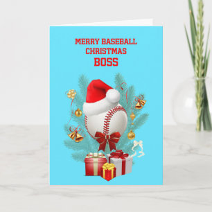 Baas Kerstmis Honkbal Feestdagen Kaart