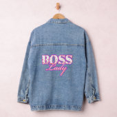 Baas Lady roze en wit ontwerp Denim Jacket (Hangar)