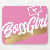 Baas Meisje Roze Goud Mousepad Muismat (Voorkant)