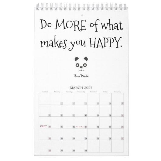 Baas Panda Positieve offertes Agenda Kalender (Mar 2027)