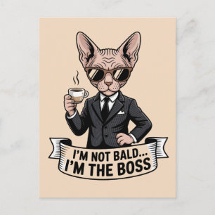 Baas Sphynx Kat Coffee Illustratie Briefkaart