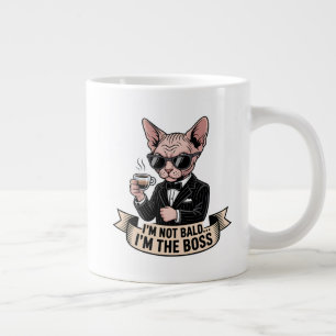 Baas Sphynx Kat Koffie Illustratie Extra Grote Beker