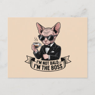 Baas Sphynx Kat Koffie Illustratie Feestdagenkaart