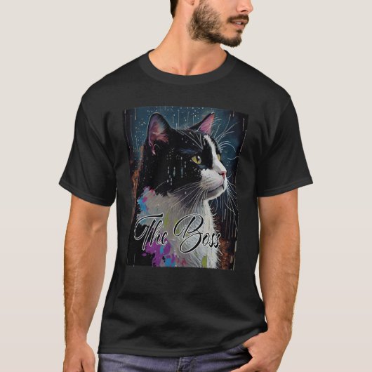 Baas Tuxedo Kat voor Mam Pap T-shirt (Voorkant)