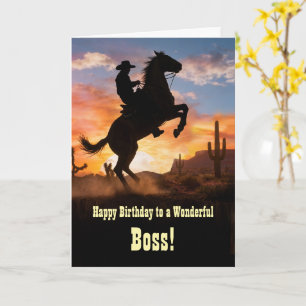 Baas verjaardag country western cowboy stijgende p kaart