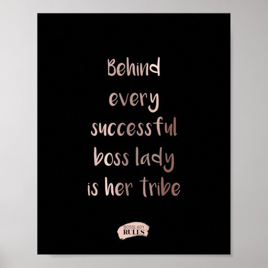 Baas Vrouw Stam Roze Goud Typografie Citaat Zwart Poster (Voorkant)