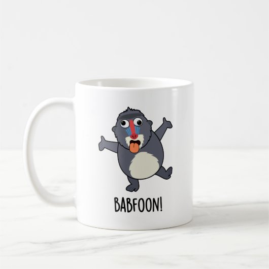 Bab-foon Funny Baffoon Baboon Pun Koffiemok (Links)