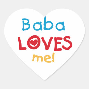 Baba Loves Me T-shirts en geschenken Hart Sticker