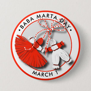 Baba Marta Day Martenitsa Ronde Button 7,6 Cm