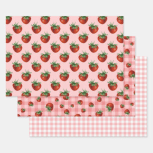 Baba Shower met Aardbeiendessin Inpakpapier Vel