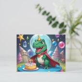 Babay T-Rex met cape voor verjaardagstaart Briefkaart (Staand voorkant)