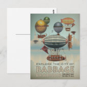 Babbage van Airship  Steampunk Travel Briefkaart (Voorkant / Achterkant)