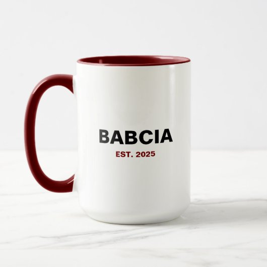"Babcia Est. Jaar" - Het perfecte oma cadeau Mok (Links)
