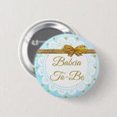 Babcia om Baby shower blauw & gouden Button te zij (Voorkant /achterkant)