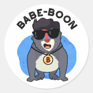 Babe-boon Funny Animal Monkey Baboon Pun Ronde Sticker