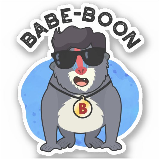 Babe-boon Funny Animal Monkey Baboon Pun Sticker (Voorkant)