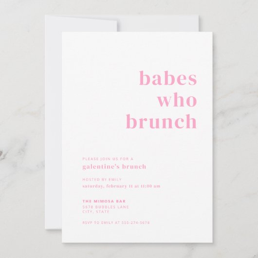 Babes qui Brunch Galentines Invitation (Devant)