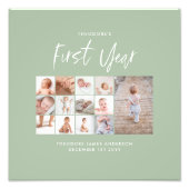 Babies eerste jaar foto collage script groen afdruk (Voorkant)