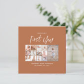 Babies first jaar fotocollage schrift terracotta (Staand voorkant)