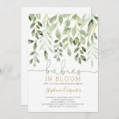 Babies in Bloom greenery twins-uitnodiging Kaart (Voorkant / Achterkant)