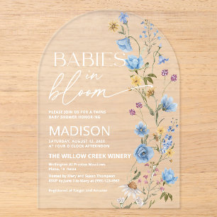 Babies in Bloom Tweeling Baby Shower Acryl Uitnodigingen