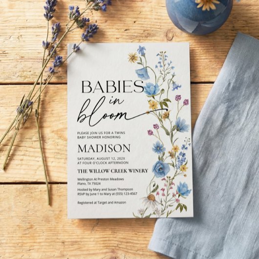Babies in Bloom  | Twins Baby Shower Invitation
