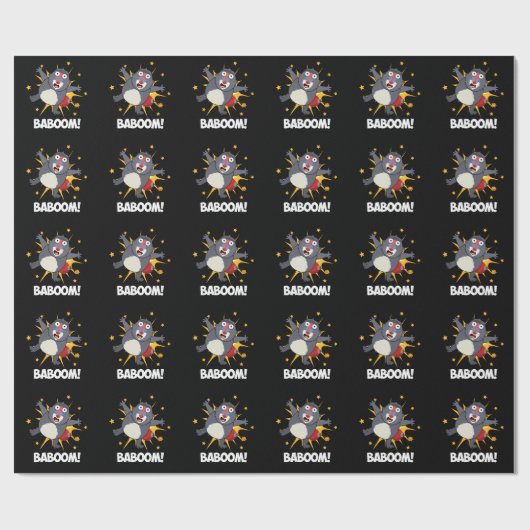 Baboom Funny Exploding Baboon Pun Dark BG Cadeaupapier (Vlak)