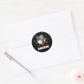 Baboom Funny Exploding Baboon Pun Dark BG Ronde Sticker (Envelop)
