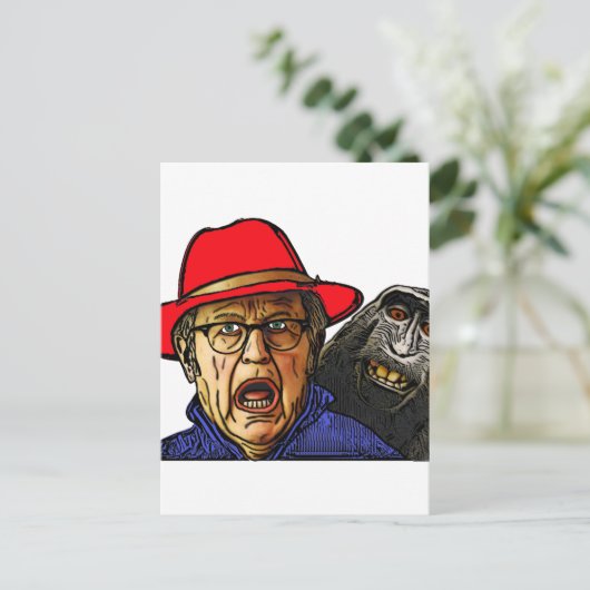 Baboon aap schrikt Engels oud man af Briefkaart (Staand voorkant)